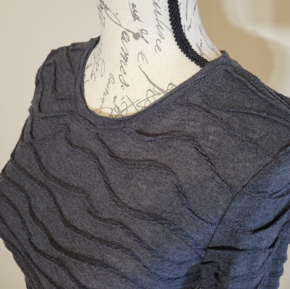 Bisou Bisou Grey Long Sleeve Ruffle Wave Dress - Picture 3 of 3